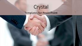  Presentation with partners - Audience pleasing slide deck consisting of vertical lines - close-up of handshake business partners backdrop and a soft green colored foreground