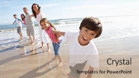  Presentation with generation - Presentation theme featuring vertical lines - multi generation family having fun background and a mint green colored foreground