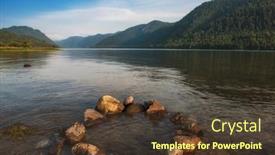  Presentation with siberia - Presentation design consisting of teletskoye lake in altai mountain background and a tawny brown colored foreground