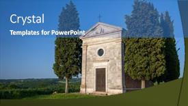  Presentation with vertical - Audience pleasing slide set consisting of vertical-shot-of-the-famous backdrop and a teal colored foreground