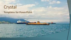  Presentation with vehicles - PPT layouts with vertical transportation - sea transports - ferryboat crossing background and a  colored foreground