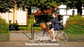  Presentation with urban and domestic waste - Presentation design consisting of vertical transportation - urban biking - woman background and a  colored foreground