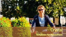  Presentation with urban transportation - Slide set with vertical transportation - urban biking - woman background and a red colored foreground