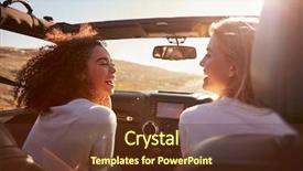  Presentation with car - Slide deck enhanced with vertical transportation - young white woman looking away background and a tawny brown colored foreground