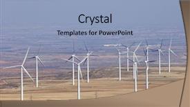  Presentation with power generation - Audience pleasing PPT theme consisting of vertical wind turbine - group of windmills for electric backdrop and a light blue colored foreground