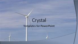  Presentation with turbine - Slides enhanced with vertical wind turbine - modern windmills in a green background and a  colored foreground