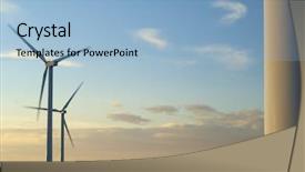  Presentation with windmills - Colorful PPT theme enhanced with vertical wind turbine - windmills at sunset backdrop and a  colored foreground
