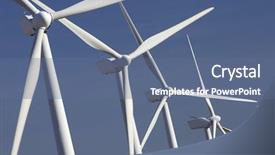  Presentation with turbine - Slides with vertical wind turbine - windmills group with blue sky background and a ocean colored foreground