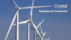  Presentation with turbine - Amazing theme having vertical wind turbine - windmills group with blue sky backdrop and a ocean colored foreground