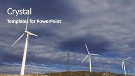  Presentation with turbine - Presentation theme with vertical wind turbine - windmills background and a ocean colored foreground