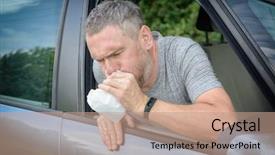  Presentation with sickness - Amazing slide set having vertigo - man suffering from motion sickness backdrop and a coral colored foreground