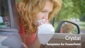  Presentation with sickness - Slide set enhanced with vertigo - woman suffering from motion sickness background and a violet colored foreground