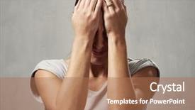  Presentation with mental health - Cool new slide deck with vertigo - young woman having depression headache backdrop and a coral colored foreground