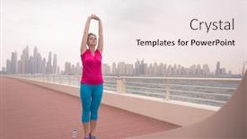  Presentation with possible - Presentation design enhanced with very-active-young-beautiful-woman background and a sky blue colored foreground