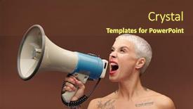  Presentation with announcement - Cool new presentation with very-angry-blond-manlike-female backdrop and a tawny brown colored foreground