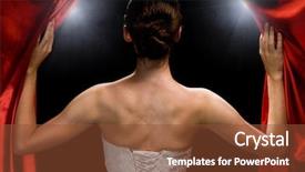  Presentation with girl mentor - Colorful PPT theme enhanced with theather mysterys - very beautiful girl behind backdrop and a tawny brown colored foreground