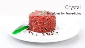  Presentation with chilli - Presentation consisting of very-big-raw-hamburger-cutlet background and a white colored foreground