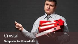  Presentation with busy - Amazing slide deck having very-busy-businessman-closeup-portrait backdrop and a tawny brown colored foreground