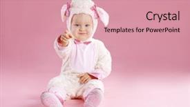  Presentation with sheep - Presentation theme having very cute baby wearing sheep costume background and a coral colored foreground