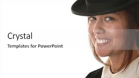  Presentation with latino - PPT layouts consisting of very cute isolated image of a latino woman with vintage bowler hat background and a white colored foreground