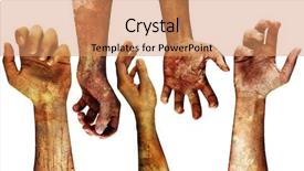  Presentation with grungy white concrete wall - Presentation with very detailed grungy hands isolated background and a coral colored foreground