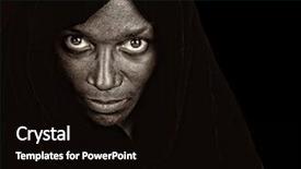  Presentation with black woman - Beautiful theme featuring very dramatic image of a afro american woman on black backdrop and a black colored foreground