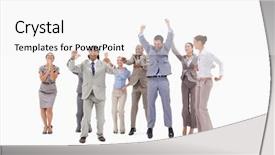  Presentation with joy - Cool new presentation theme with very enthusiast people jumping backdrop and a white colored foreground