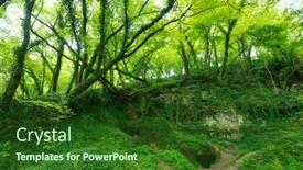  Presentation with stone quarry - PPT layouts with very-green-forest-growing background and a forest green colored foreground