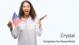  Presentation with america flag - Colorful presentation theme enhanced with very happy and excited win backdrop and a sky blue colored foreground