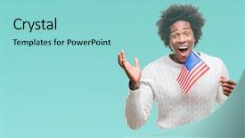  Presentation with united states flag - Cool new presentation theme with very happy and excited win backdrop and a  colored foreground