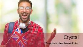  Presentation with united kingdom - Slide set with very happy and excited win background and a  colored foreground