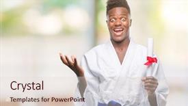  Presentation with african american students - Beautiful PPT layouts featuring very happy and excited winner backdrop and a  colored foreground