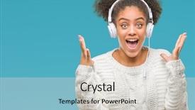  Presentation with woman hands raised to sky - Presentation consisting of very happy and excited winner background and a  colored foreground