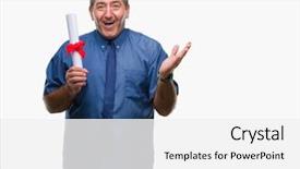  Presentation with students hands raised - Slides enhanced with very happy and excited winner background and a  colored foreground