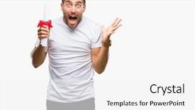  Presentation with holding hands old young - Theme with very happy and excited winner background and a  colored foreground