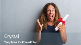  Presentation with holding hands - PPT theme with very happy and excited winner background and a gray colored foreground