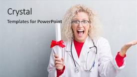  Presentation with woman praying over bible - Cool new theme with very happy and excited winner backdrop and a  colored foreground