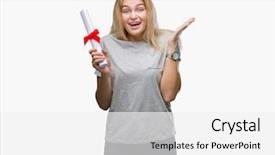  Presentation with hands holding - Audience pleasing theme consisting of very happy and excited winner backdrop and a  colored foreground