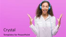  Presentation with headphones - Cool new presentation design with very happy and excited winner backdrop and a lilac colored foreground