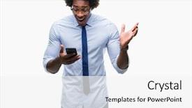  Presentation with african american in computer lab business - Beautiful presentation featuring very happy and excited winner backdrop and a white colored foreground