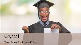  Presentation with hands holding - Presentation theme having very happy and excited winner background and a  colored foreground