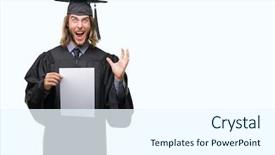  Presentation with cutout paper people standing around globe holding hands - Theme with very happy and excited winner background and a sky blue colored foreground