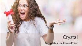  Presentation with holding hands - PPT theme having very happy and excited winner background and a  colored foreground