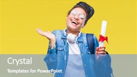  Presentation with african american startup - Slides featuring very happy and excited winner background and a  colored foreground