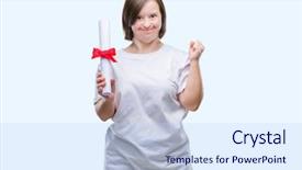  Presentation with hands down - Slide deck having very happy and excited winner background and a  colored foreground