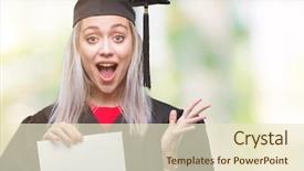  Presentation with hands holding - Presentation theme featuring very happy and excited winner background and a  colored foreground