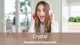  Presentation with music headphones - Theme enhanced with very happy and excited winner background and a  colored foreground