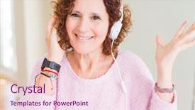  Presentation with woman hands raised to sky - Slide set enhanced with very happy and excited winner background and a pink colored foreground