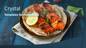  Presentation with grilled chicken - PPT theme featuring very-juicy-and-tender-grilled background and a ocean colored foreground