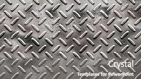  Presentation with diamond plate - Cool new slide set with very large sheet of rough black diamond plate with pits and marks backdrop and a gray colored foreground